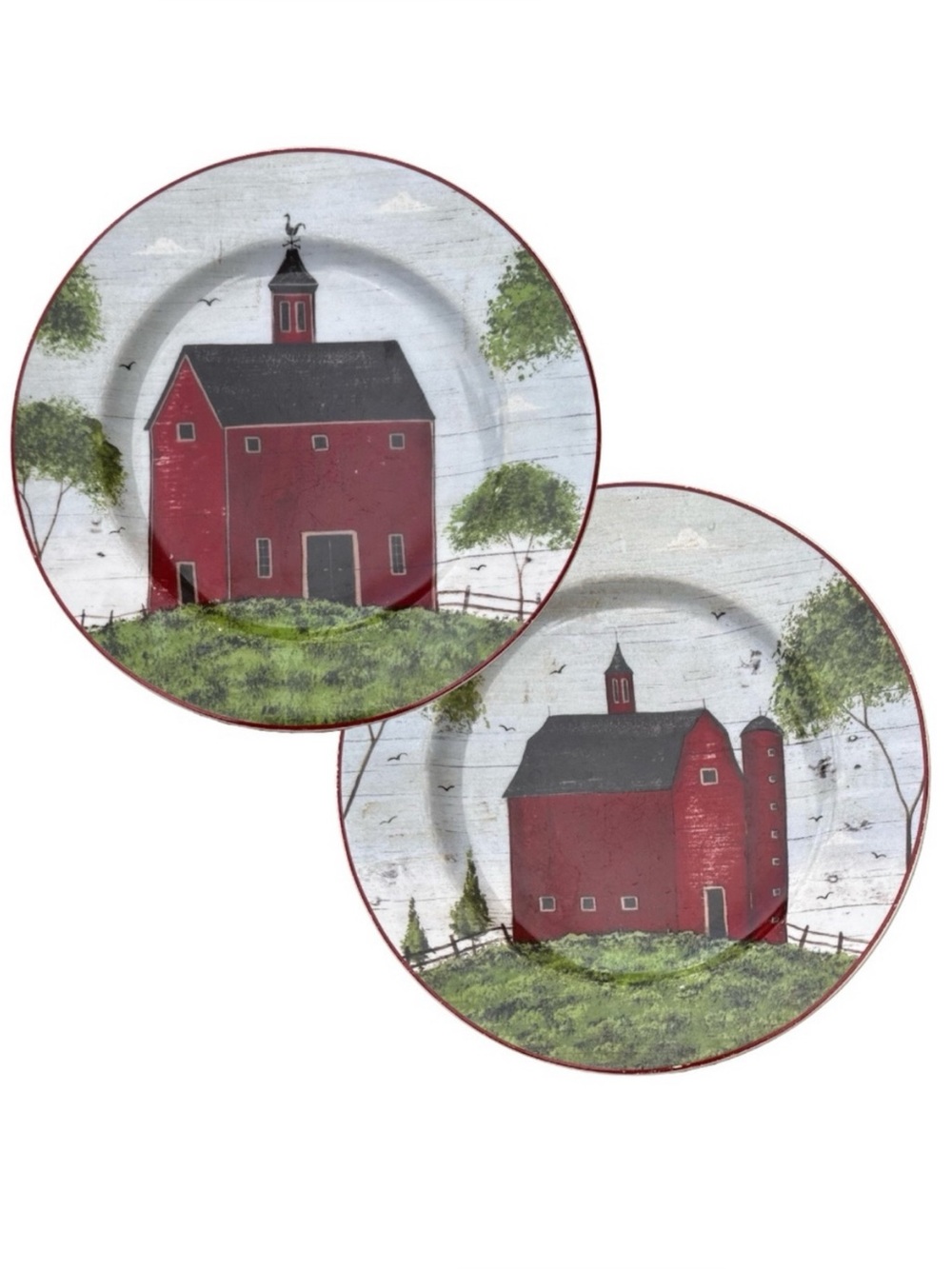 Sakura Warren Kimble Barns Salad Dessert Plate 8 Set of 2 Brandon House Vintage